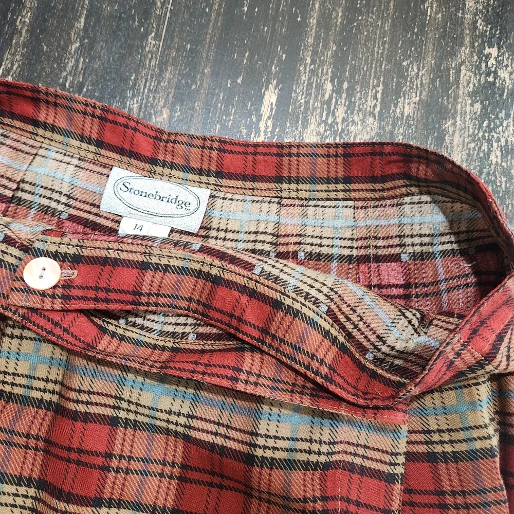 Vtg Stonebridge 1990s Plaid Belting Equestrian Academia Wrap Maxi Skirt sz 14